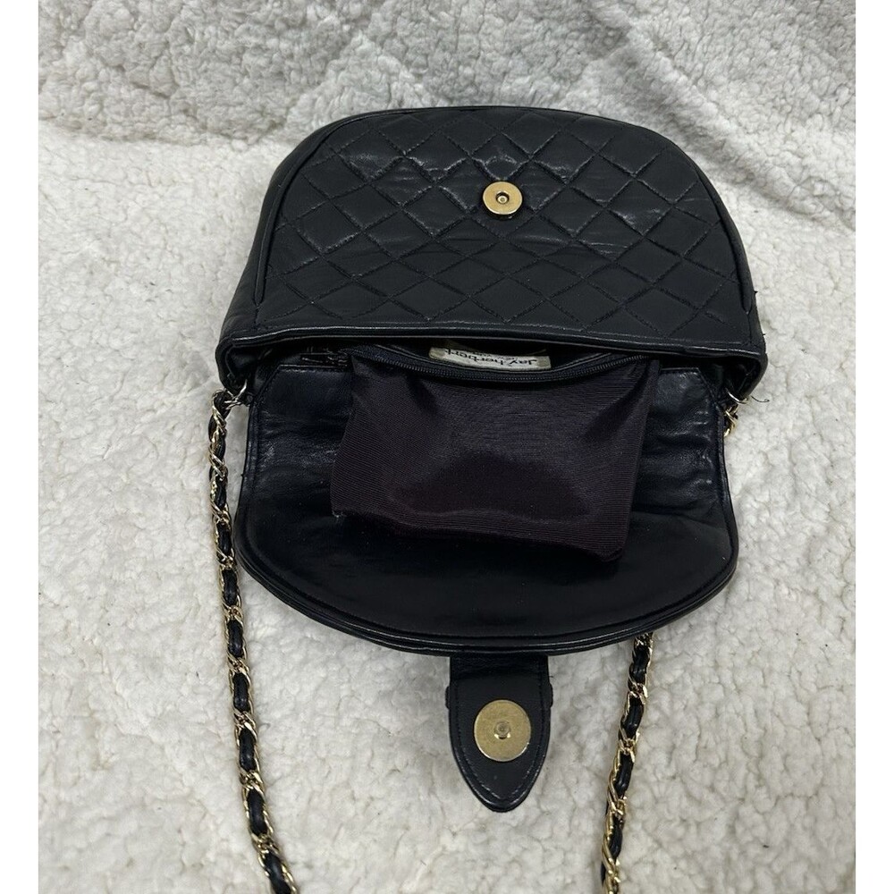 Jay Herbert New York vintage quilted black leather chain purse crossbody bag - Picture 6 of 13